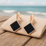Carolin | Orecchini con pietre nere quadrate — 1