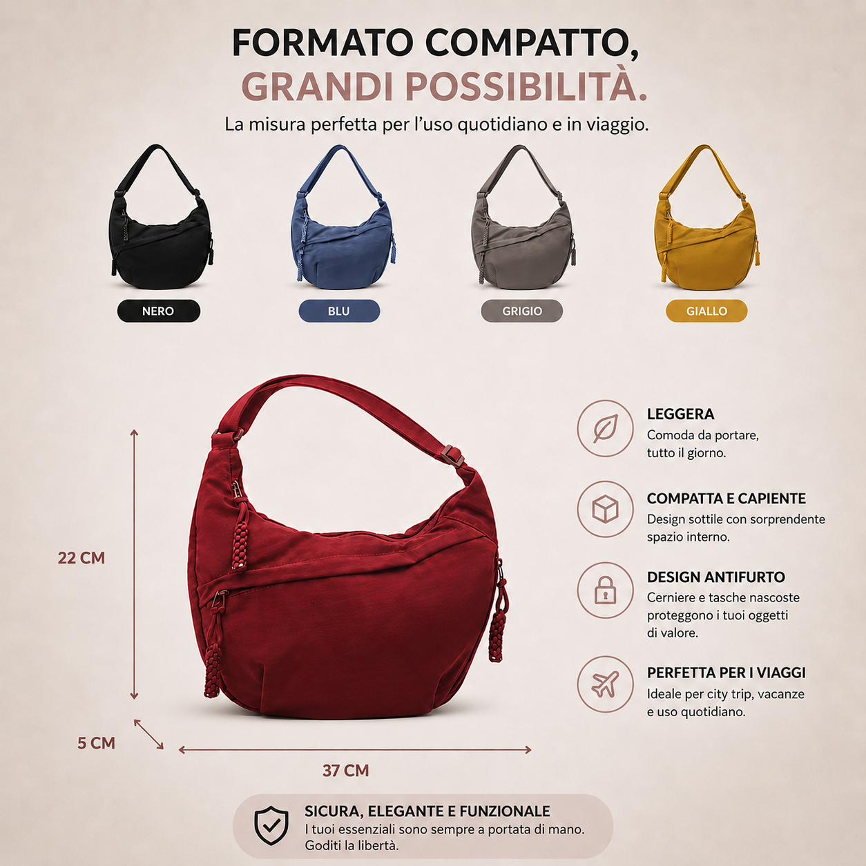 Elena | Borsa a Spalla Beige — immagine 3
